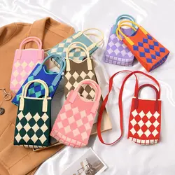 Moda w geometryczny wzór damska torebka z dzianiny damska torebka pleciona torebka torba na ramię Crossbody