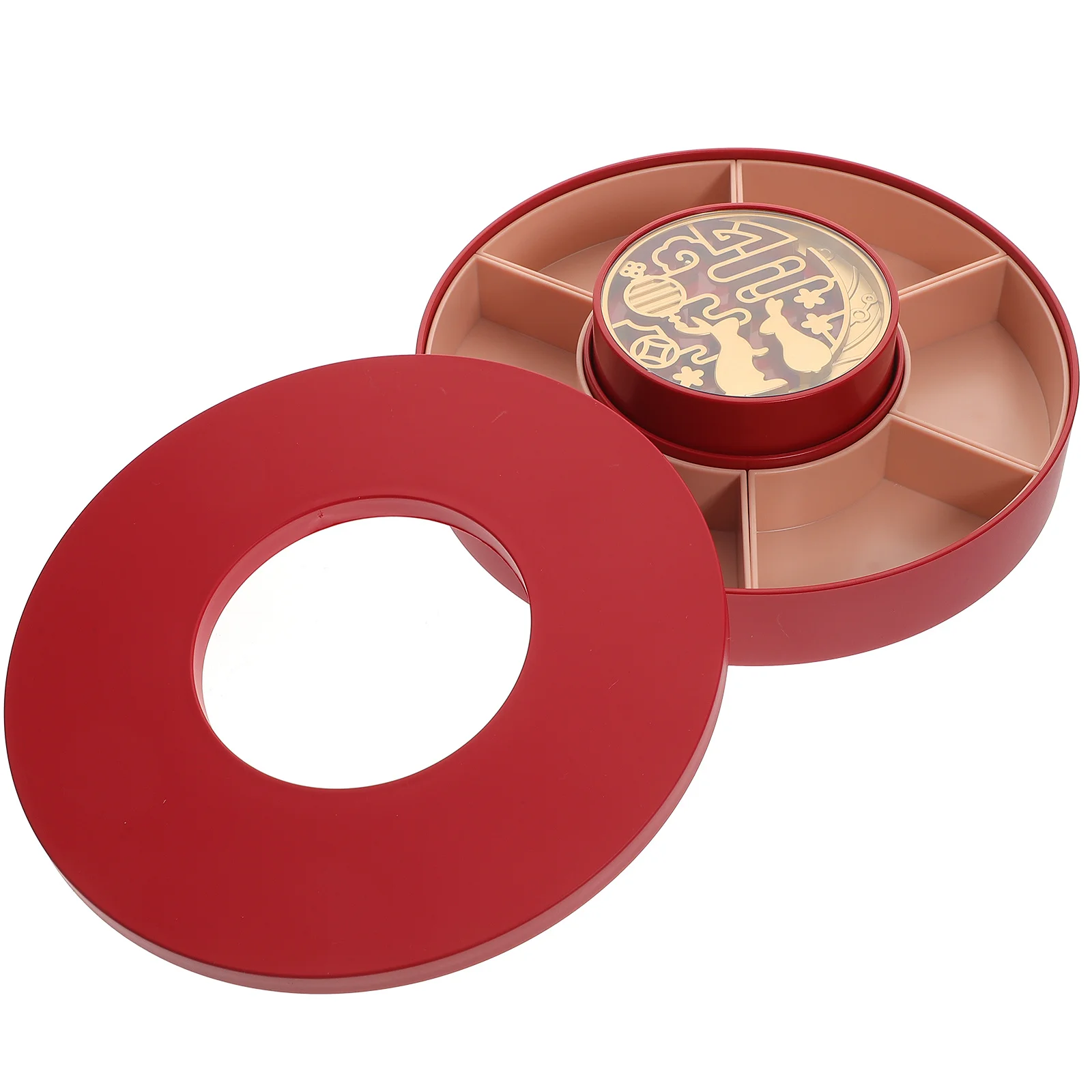 

Chinese New Year Candy Tray Divided Serving Platter Multi-Grid Design Snack Organizer with Lid Dried Fruit Box Wedding Party