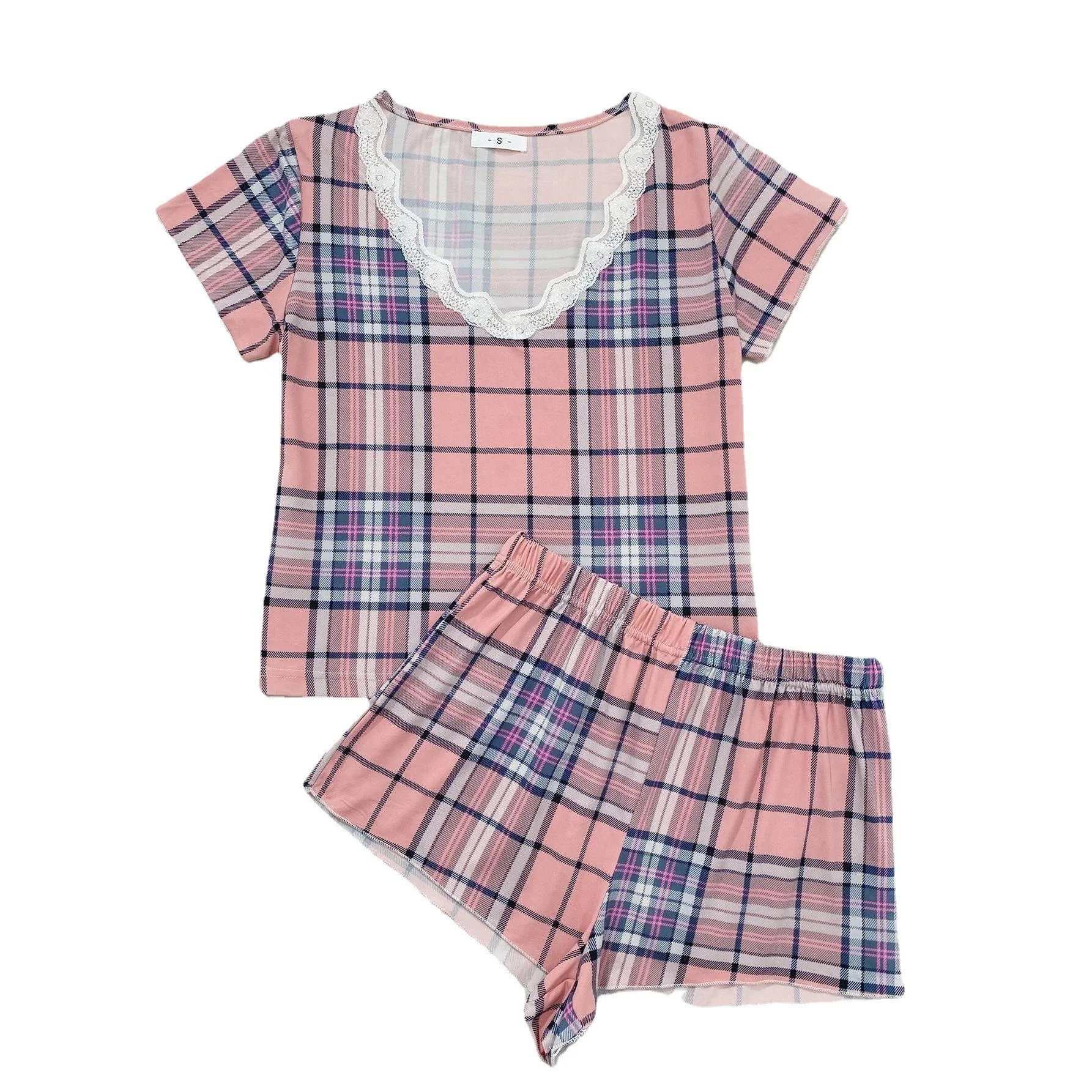 

Women's Home Wear Summer Minimalist Casual Short Sleeved Two-Piece Pajamas For Women