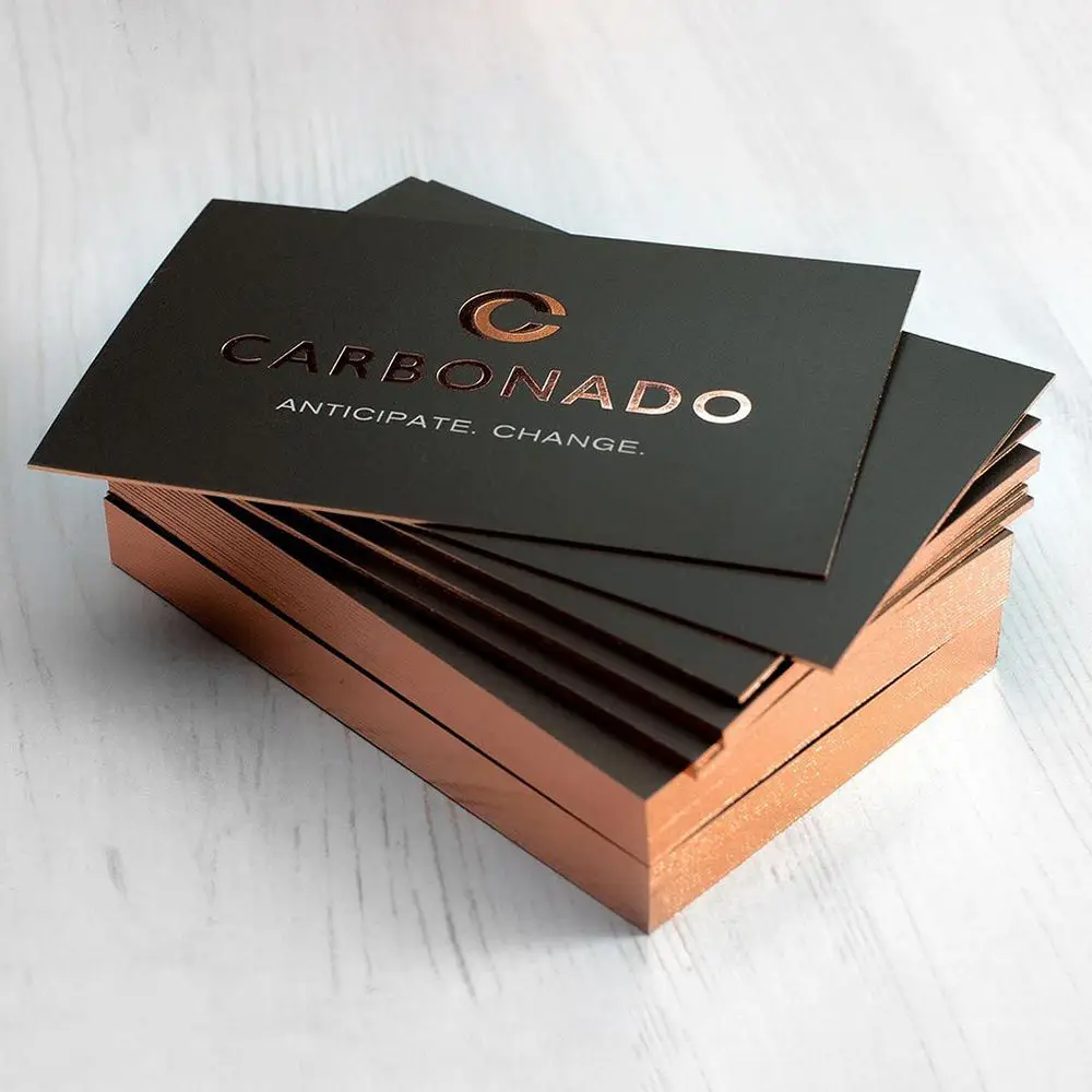 Custom Black Cotton Paper Business Cards Gold Foil Stamping Embossed Design High End Company Logo Visiting Card Printing