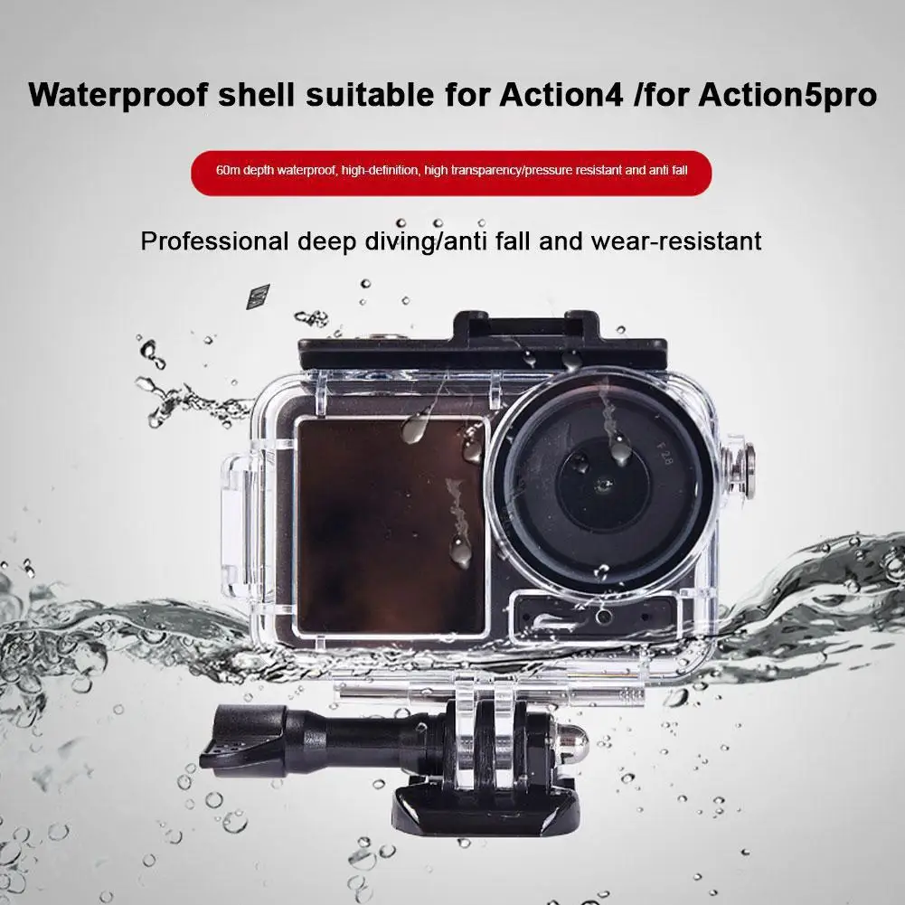 กรณีกันน้ําสําหรับ DJI Action 3/4/5PRO ดําน้ําป้องกันสําหรับ Action 4 ดําน้ําใต้น้ํากล้องอุปกรณ์เสริม T5I9