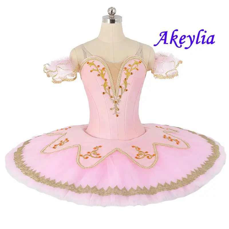 Nutcracker tutu ballet professional for girls competition classical tutu Pink gold women pancake ballet skirt performance JN0473
