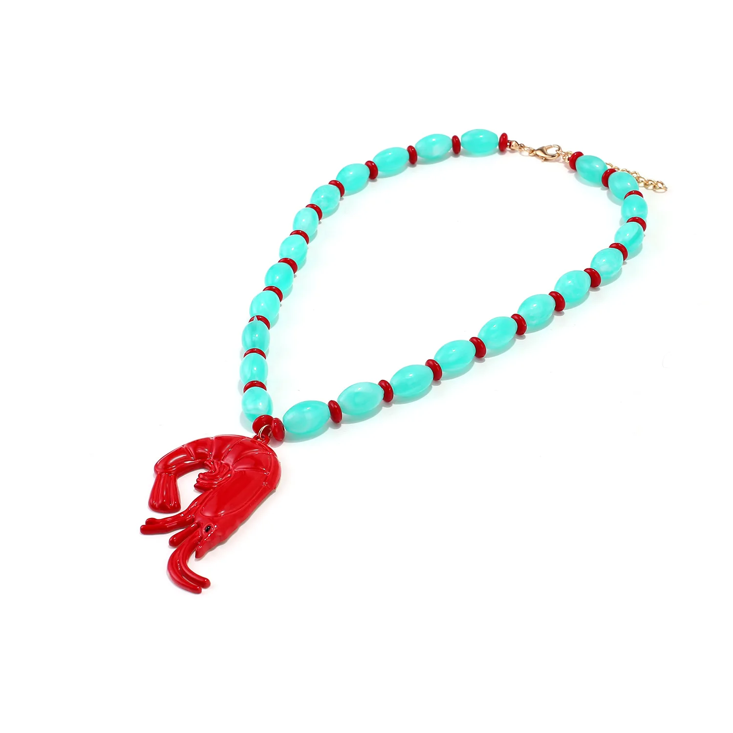 2026 Persönlichkeitsdesign Harz-Perlenketten mit Hummer-Anhänger Halskette für Damen Sommer Strand Party Schmuck Halsaccessoires – Detail 5