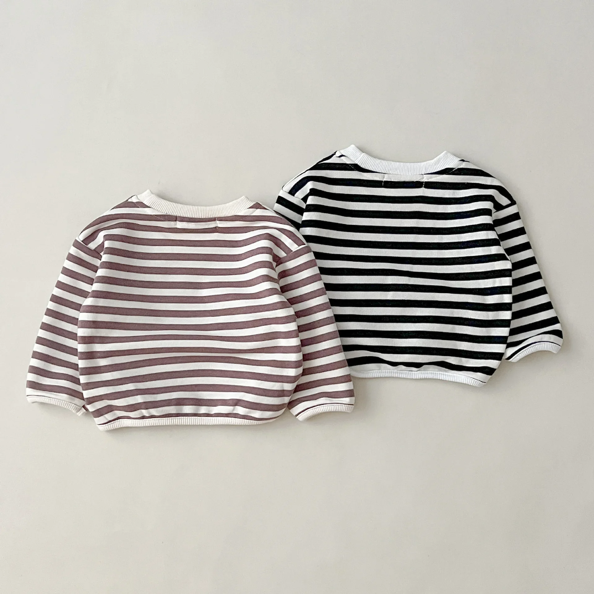 2024 Autumn New Baby Clothes Children Casual Tops Boy Girl Striped Long Sleeve T-shirt Fashion Kid Cotton Sweatshirt Infant Tees