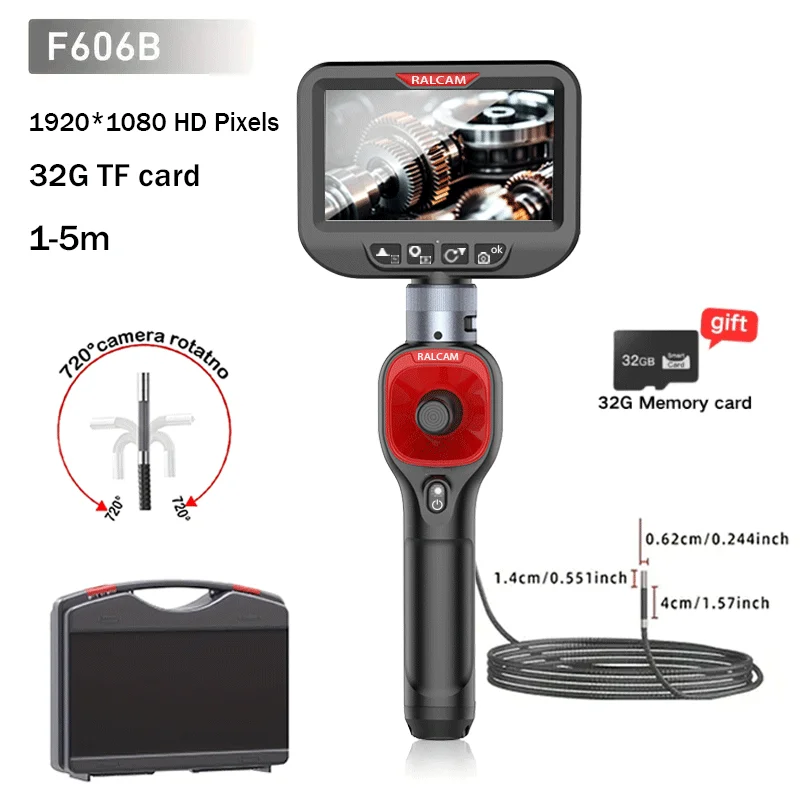 

RALCAM Articulating Borescope 6.2mm 4 Ways IPS Automotive Endoscope Inspection Camera with 6 Adjustable LED Lights