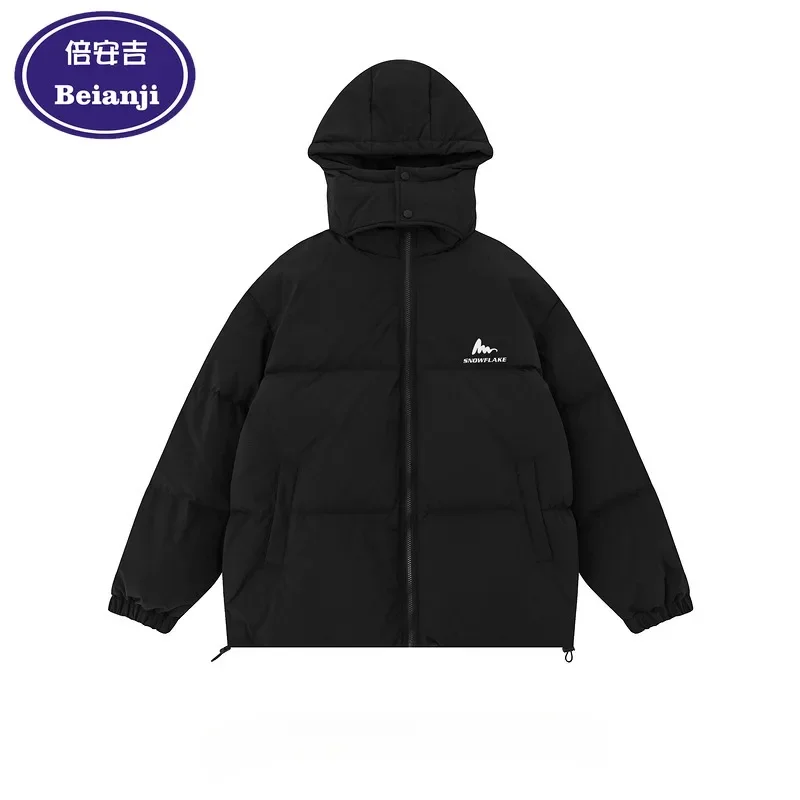 Hooded padded jacket for men basic solid color winter loose thick couples mens puffer jacket ropa de hombre ropa hombre 2025 new