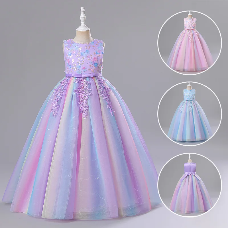 

Sweet Girl Style Children's Style Children's Dresses Princess Dress Girls Mesh Show Clothes Weekly Flower Girl Colorful Dresses