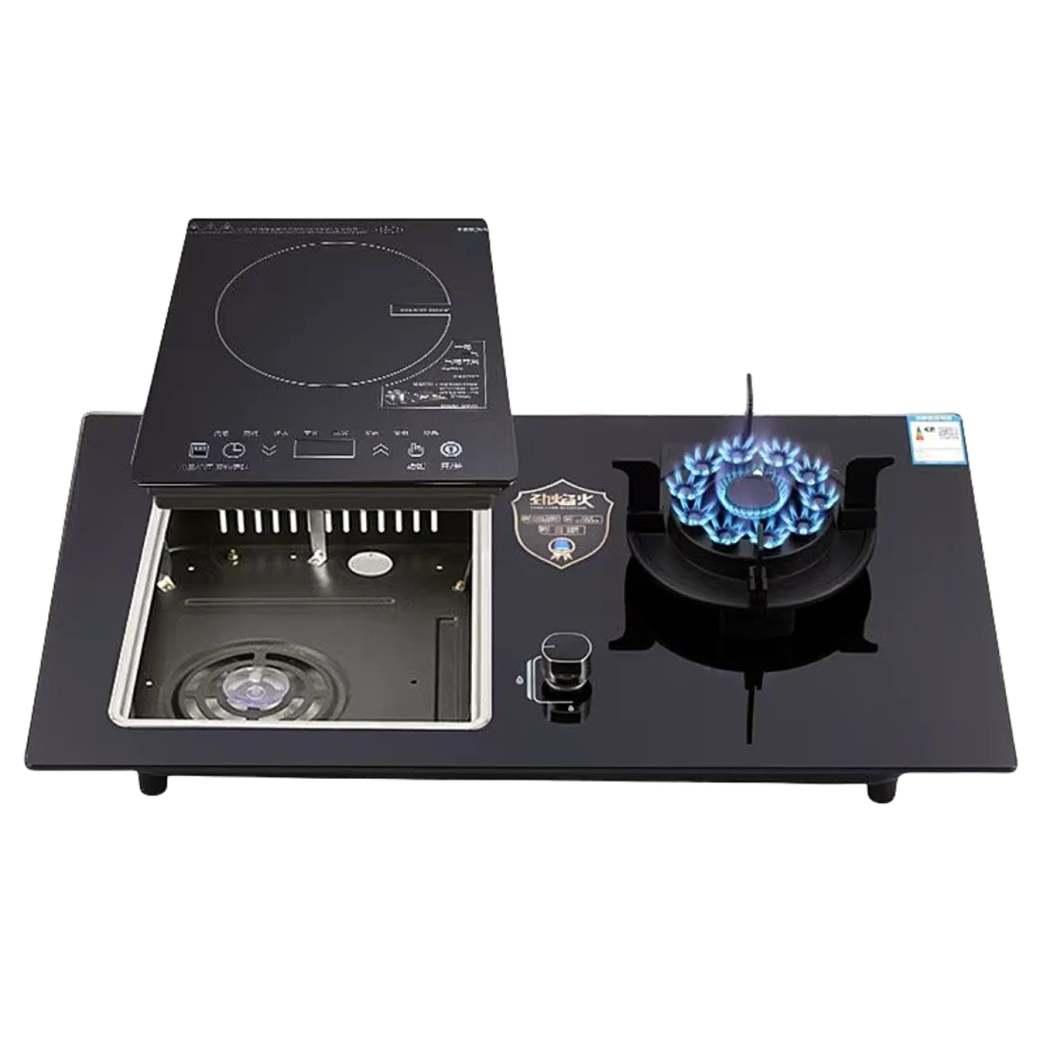 موقد محمول ثنائي الغرض 3kw طباخ التعريفي وموقد غاز 7KW موقد غاز طباخ علوي مع زجاج مقسى أسود