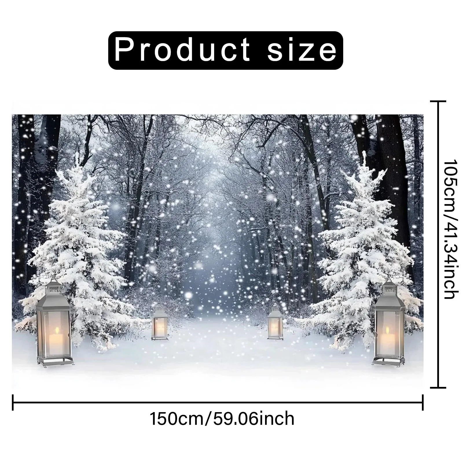 1pc Winter Wonderland Tapestry Banner - Large Horizontal Christmas Pine Tree & Snowflake Wall Hanging, Wrinkle-Resistant Indoor/