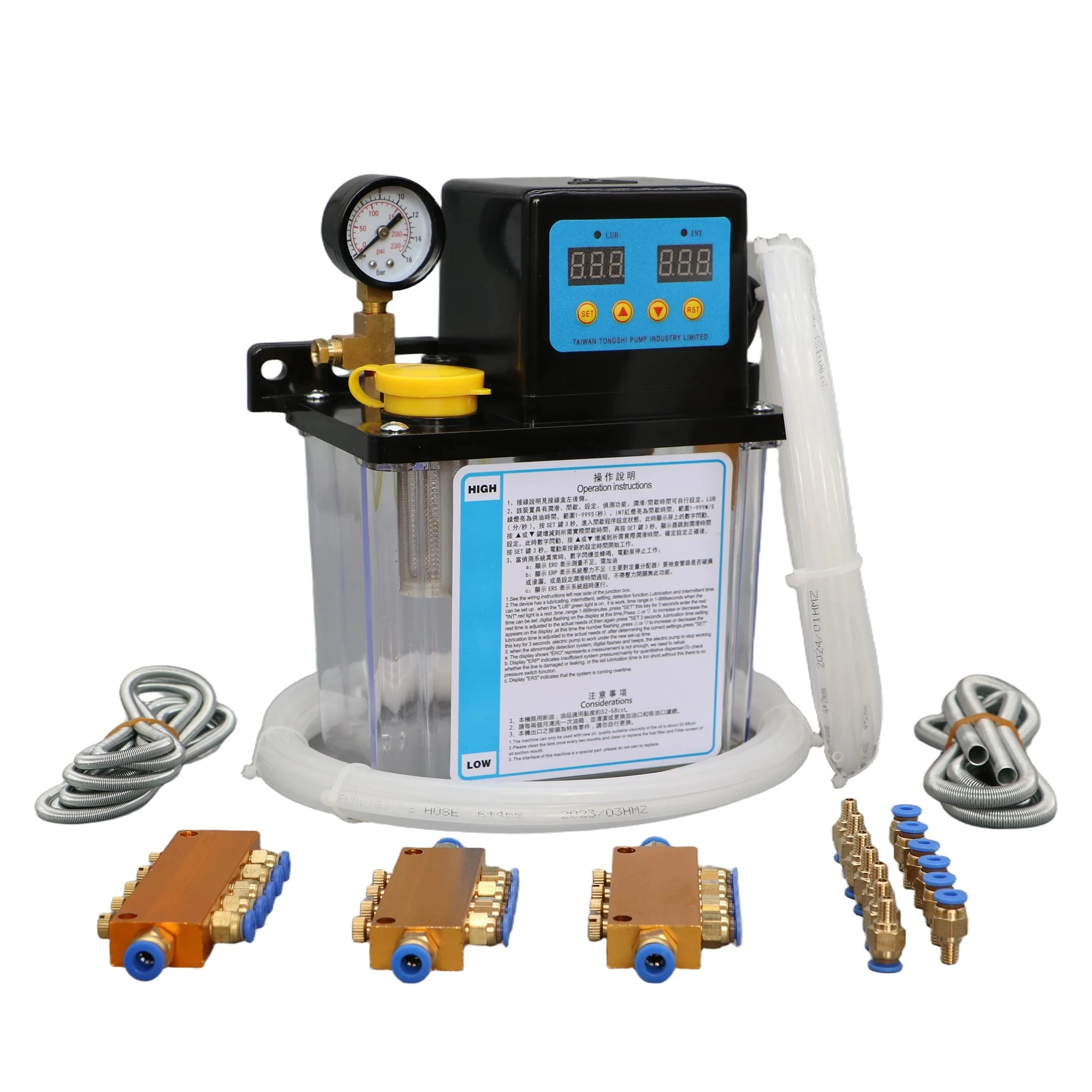 1L 2L Lubricant Pump Automatic CNC Lubrication Pump System Kit AC110V AC220V 4mm 6mm CNC Oil Pump For CNC Machine Tools Lathe