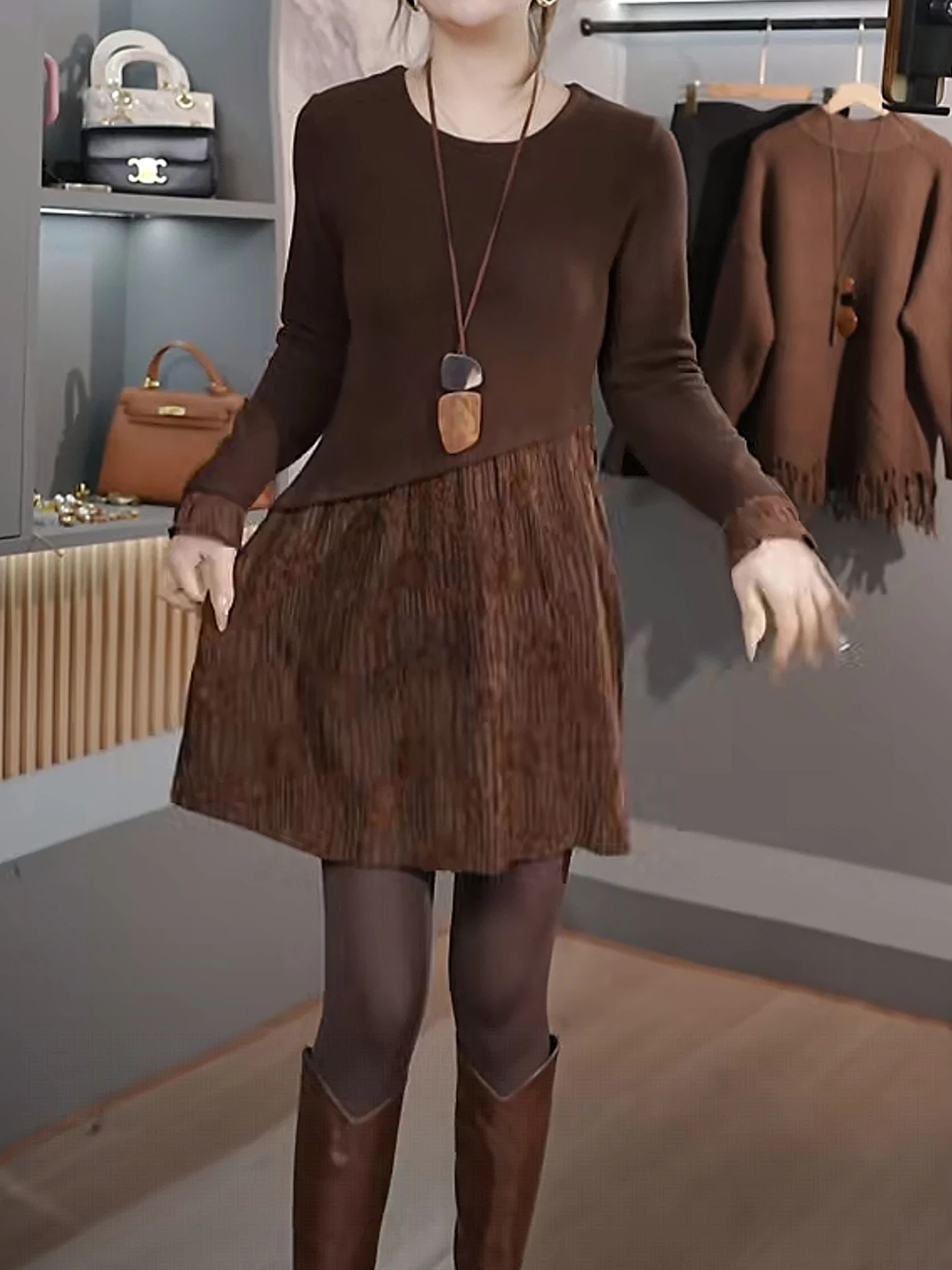 

Casual Lace Design Splice Loose Women's Dr Inner Wear Faionable Versatile Winter New Sle Hidden Meat Base irt