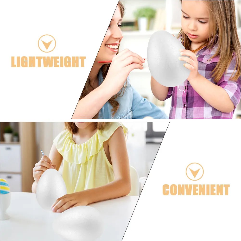 3pcs Foam Blank Diy Easter Eggs Lightweight Paintable Decorative Simulation Eggs For Party Home Decor Craft Projects