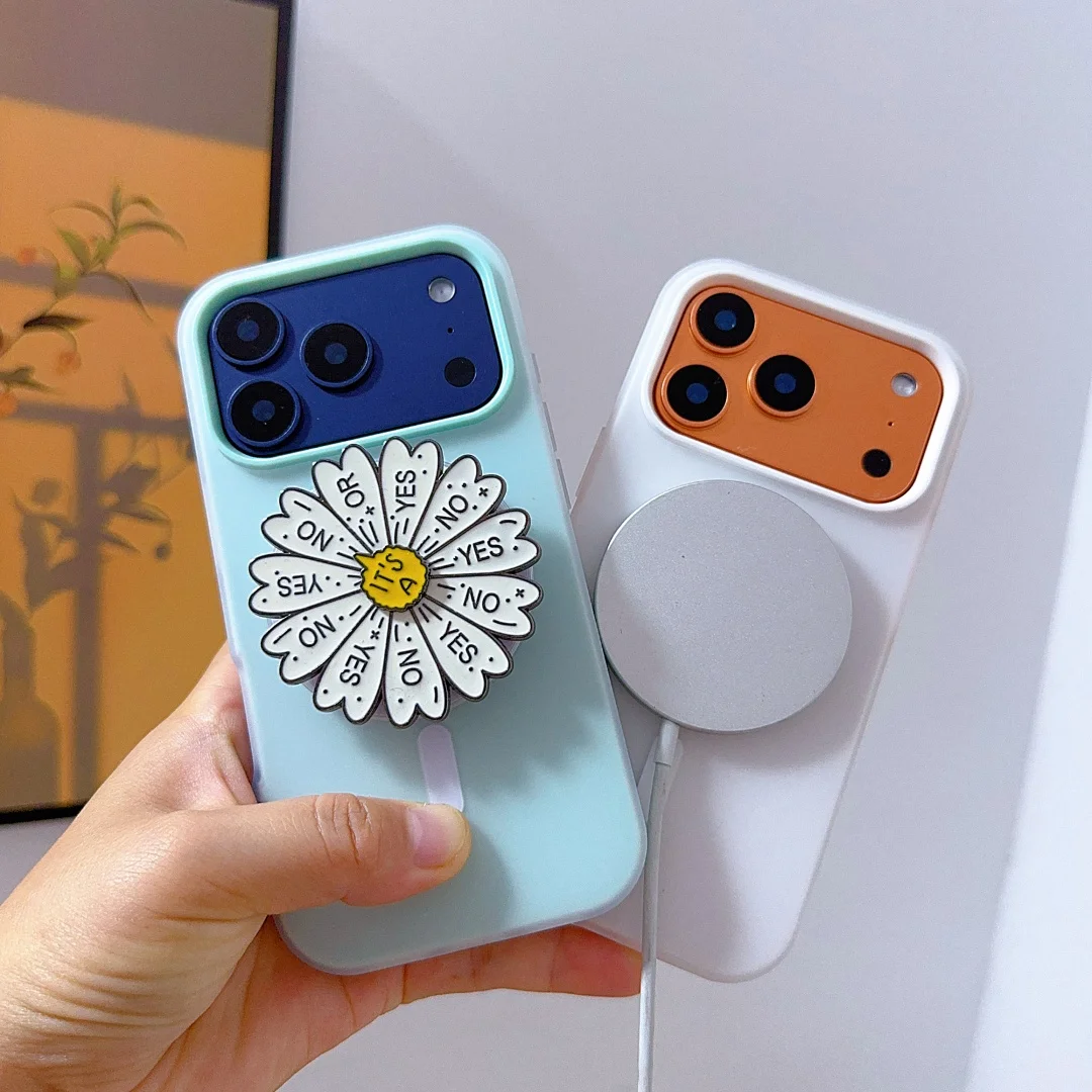 

Rotating flower magnetic attraction bracket Case for iPhone 17 16 15 14 Phone Cover 15 14 13 Pro MAX Hard Shockproof Back Funda