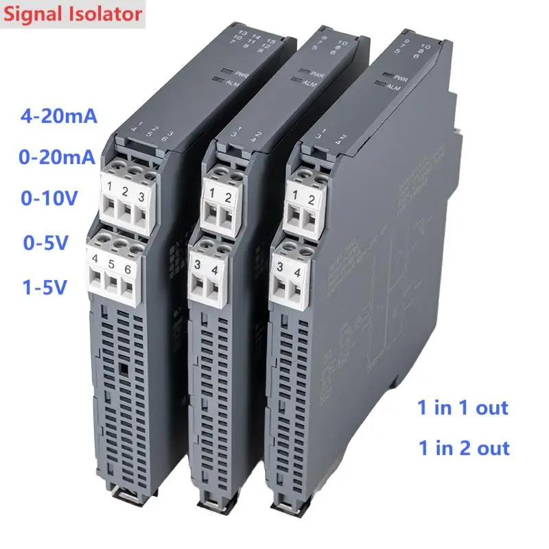 1 In 2 Out DC Signal Isolator 1 In 4 Out Transmitter Current Voltage Isolation 4-20mA 0-10V 0-5V 0-10V Output Signal Isolator