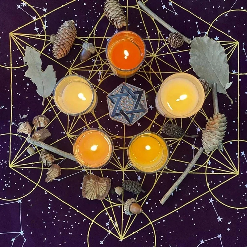Altar Tarot Cloth Metatrone\'s Cub Crystal Grid Tablecloth Tarot Divination Cards Table Cloth Tapestry Witchcraft Supply