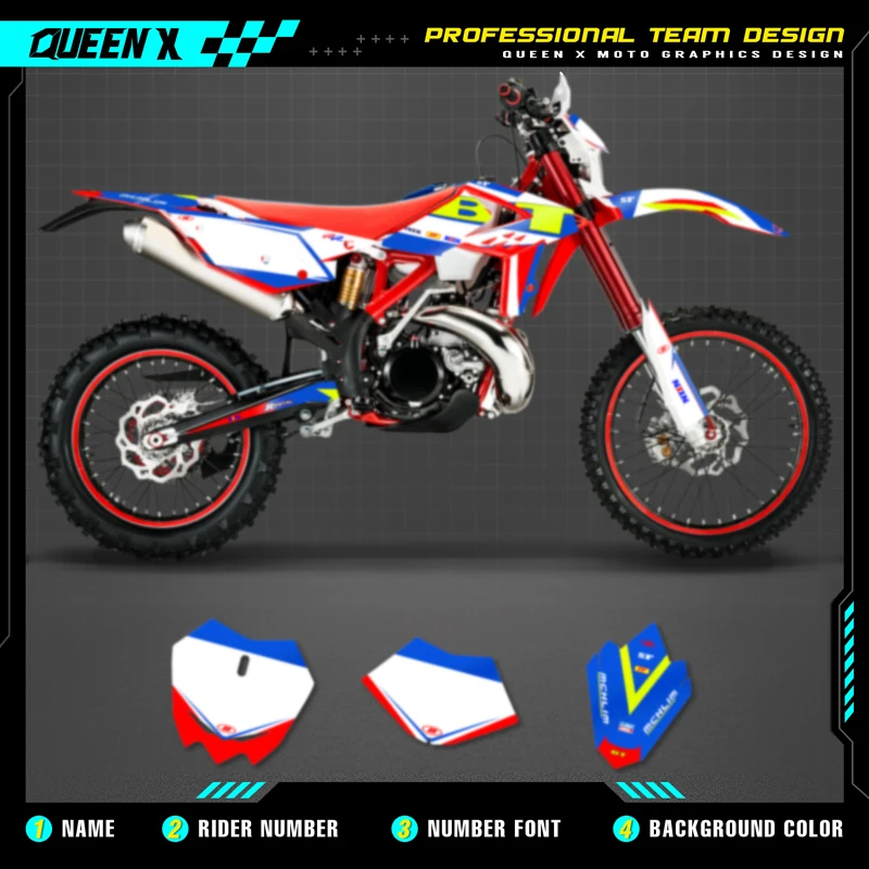 QUEEN X MOTO Motorcycle Team Graphics Decal & Sticker Kit For BETA RR 2013 2014 2015 2016  2017 008