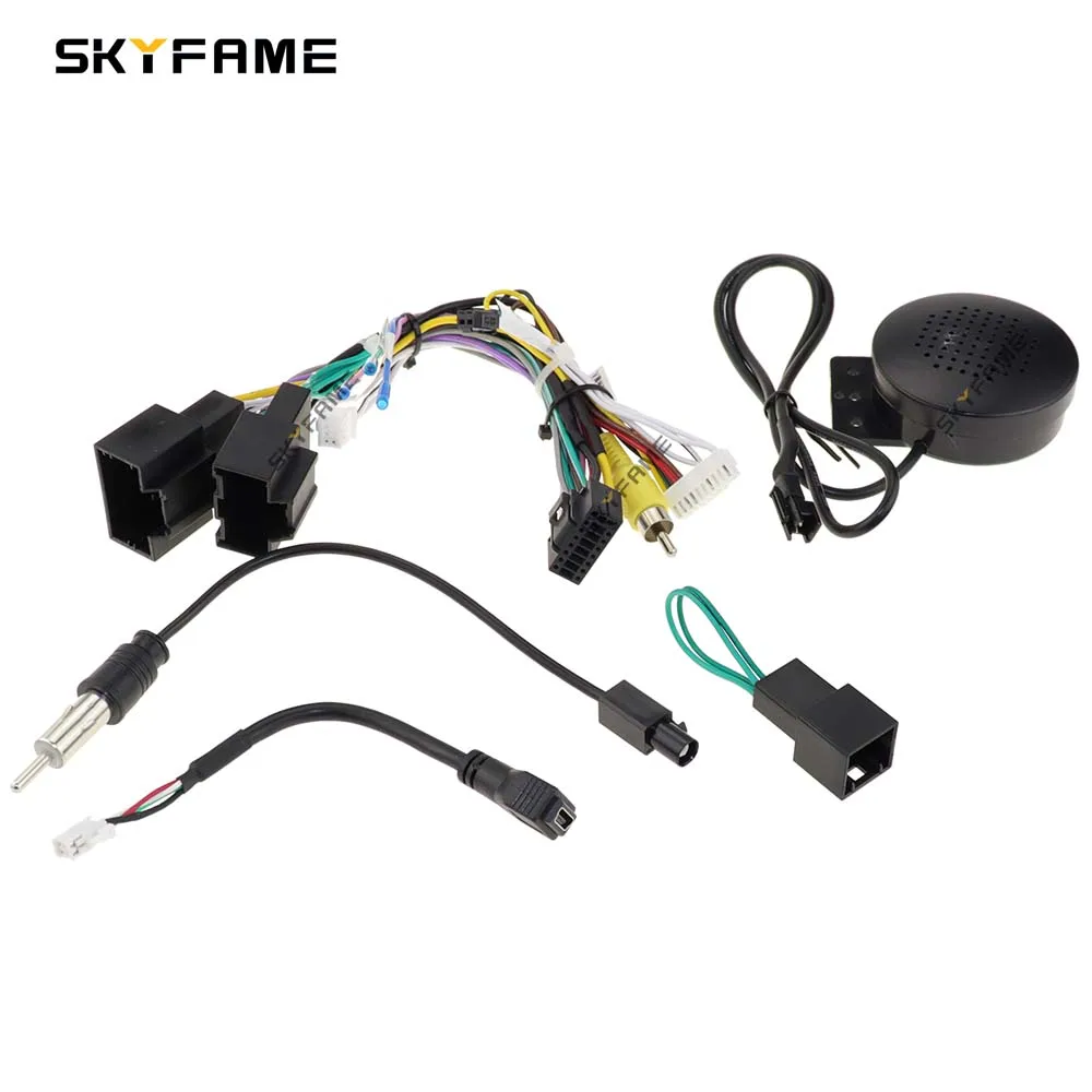 Skyfame 16pin cablagem do carro adaptador com caixa de canbus decodificador para cavalier 2016 android rádio cabo de alimentação