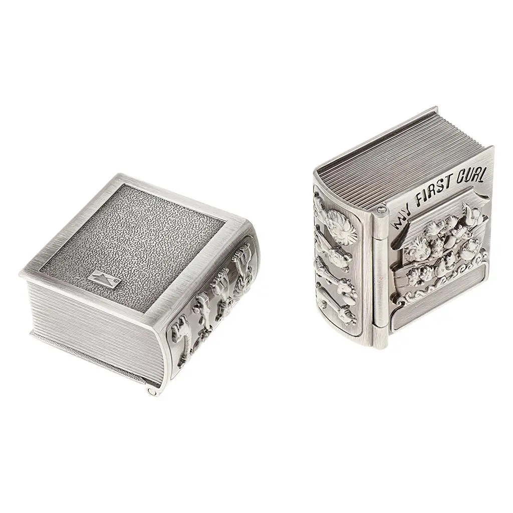 First Tooth Curl Metal Trinket Box Antique Silver Keepsake Case Baby Gift Item for Christening Baby Shower Souvenirs and Party