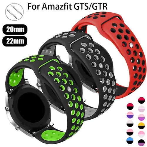 Correa de reloj de 20mm/22mm para Amazfit GTS 4-3-2e Mini/GTR 4-3-2 47mm/GTR 2e/stratos 3 pulsera deportiva Amazfit Bip 5/Bip 3 pro