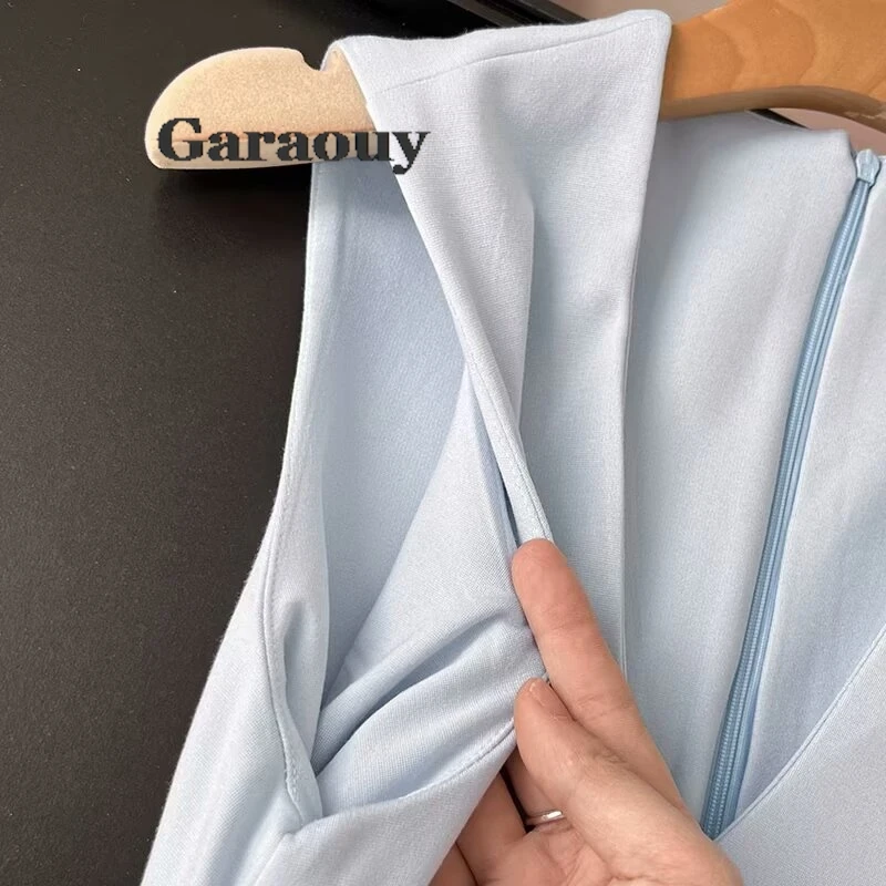 Garaouy Women 2024 Summer New Fashion Casual Vest Dress Vintage Sleeveless Chic V-Neck Joker Pleated Long Dresses Vestidos Mujer