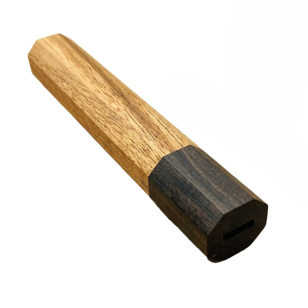 Dual Tone Solid Wood Knife Handle Blank Octagonal Polished Wooden Grip Blank for Camping Jungle Knife Build