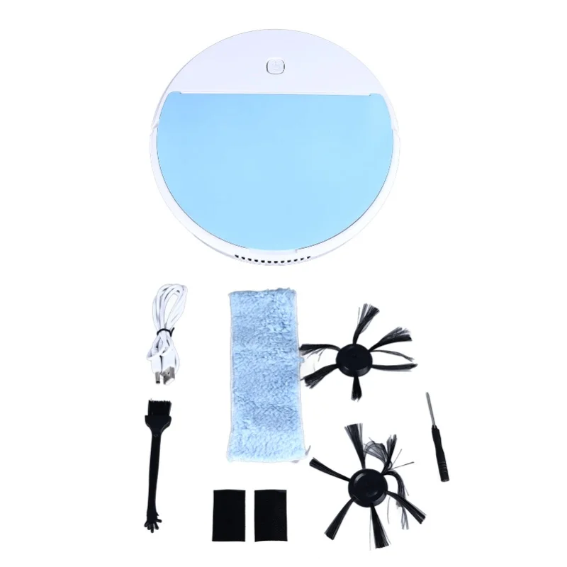 Robot Vacuum Cleaner With Light Powerful Suction Rechargeable Cordless Automatic Smart Sweeping Robot For Floor Carpet