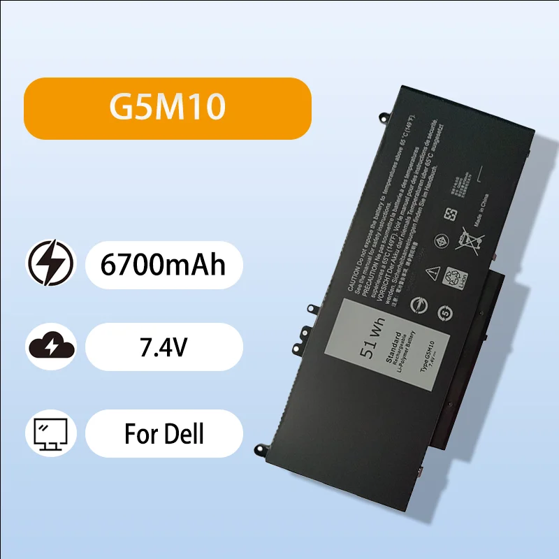 

Premium 8V5GX Notebook Battery For Dell Latitude E5250 E5450 E5550 G5M10 7.4V 6700mAh Safe Durable High Performance Battery