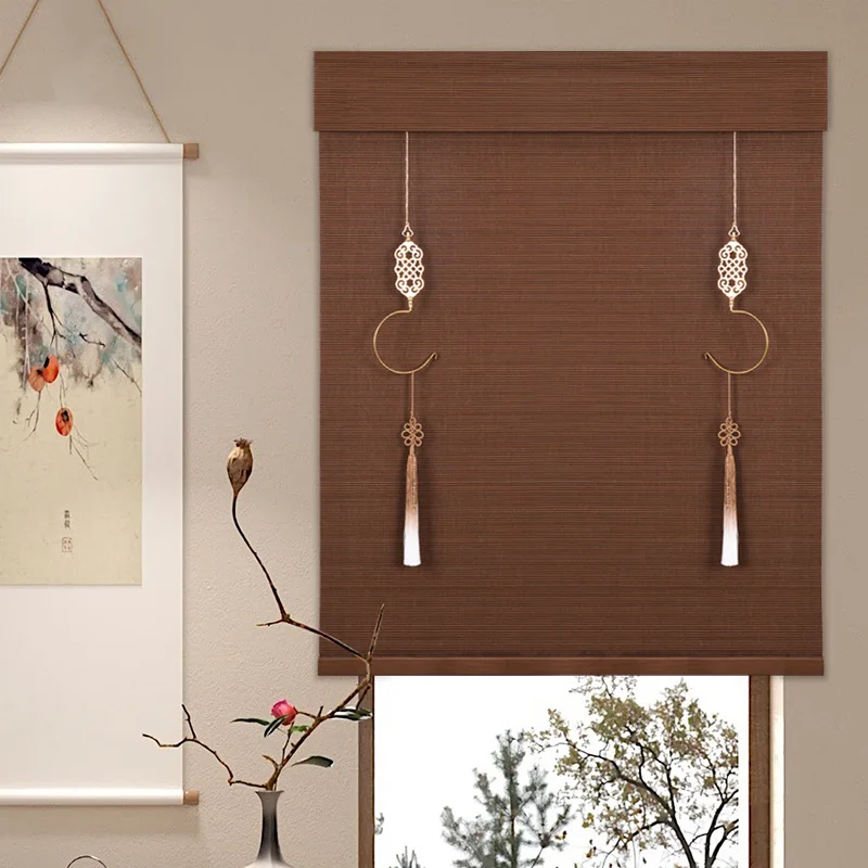 Bamboo Roll up Blinds Reed Shades / Bamboo Mat Roller Blinds, Customized Waterproof Bamboo Curtain