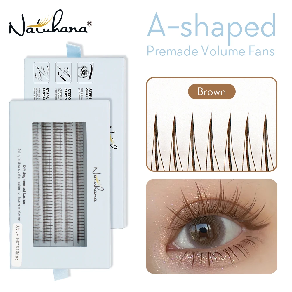 

NATUHANA A Shape Lashes DIY Cliuster Eyelashes DIY Lash Extension Kit Lash Bond and Lash Tweezer for DIY Eyelash Extension