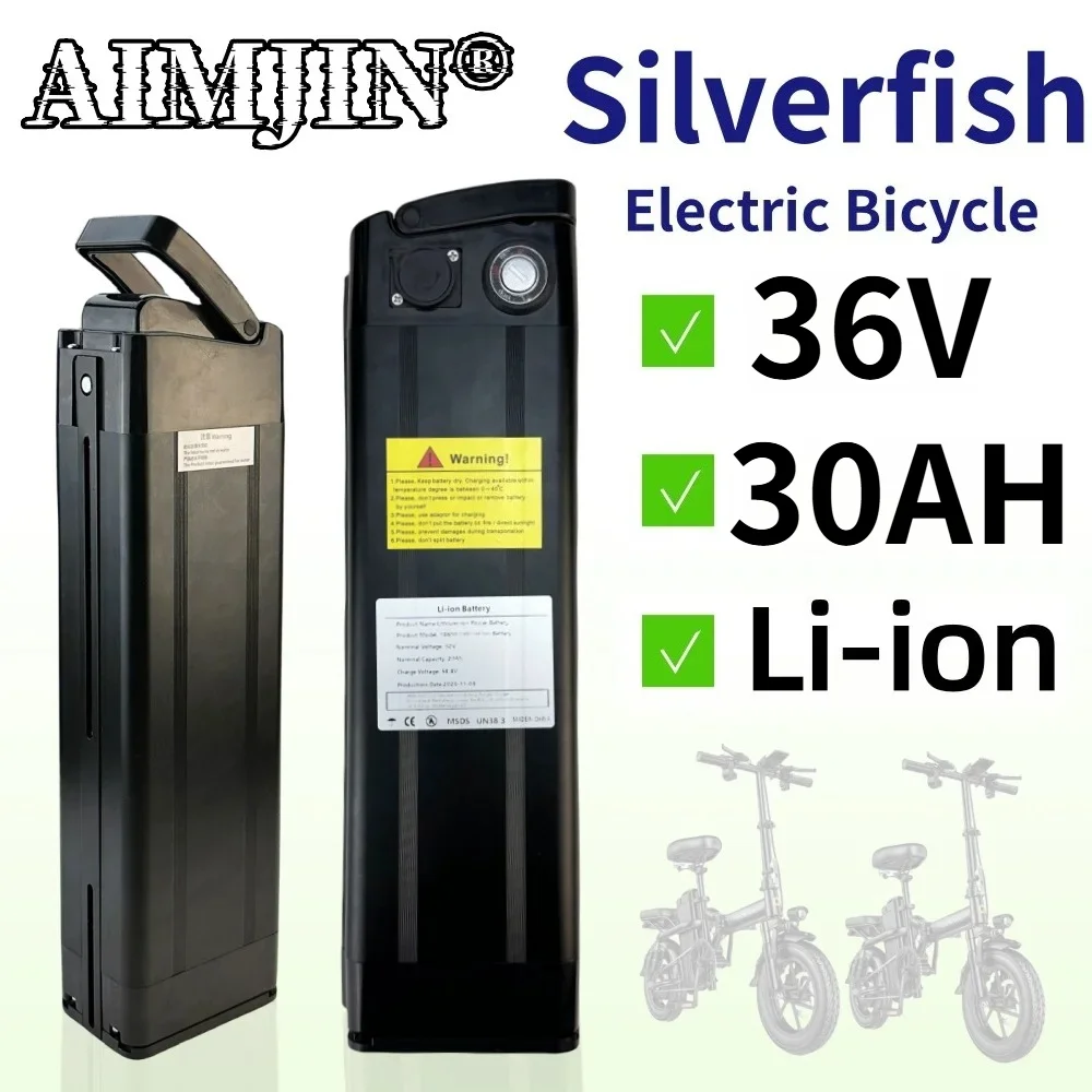 36V 30AH Lithium Silver Fish Batterie For 350W 500W 750W 1000W Li-ion Battery Pack