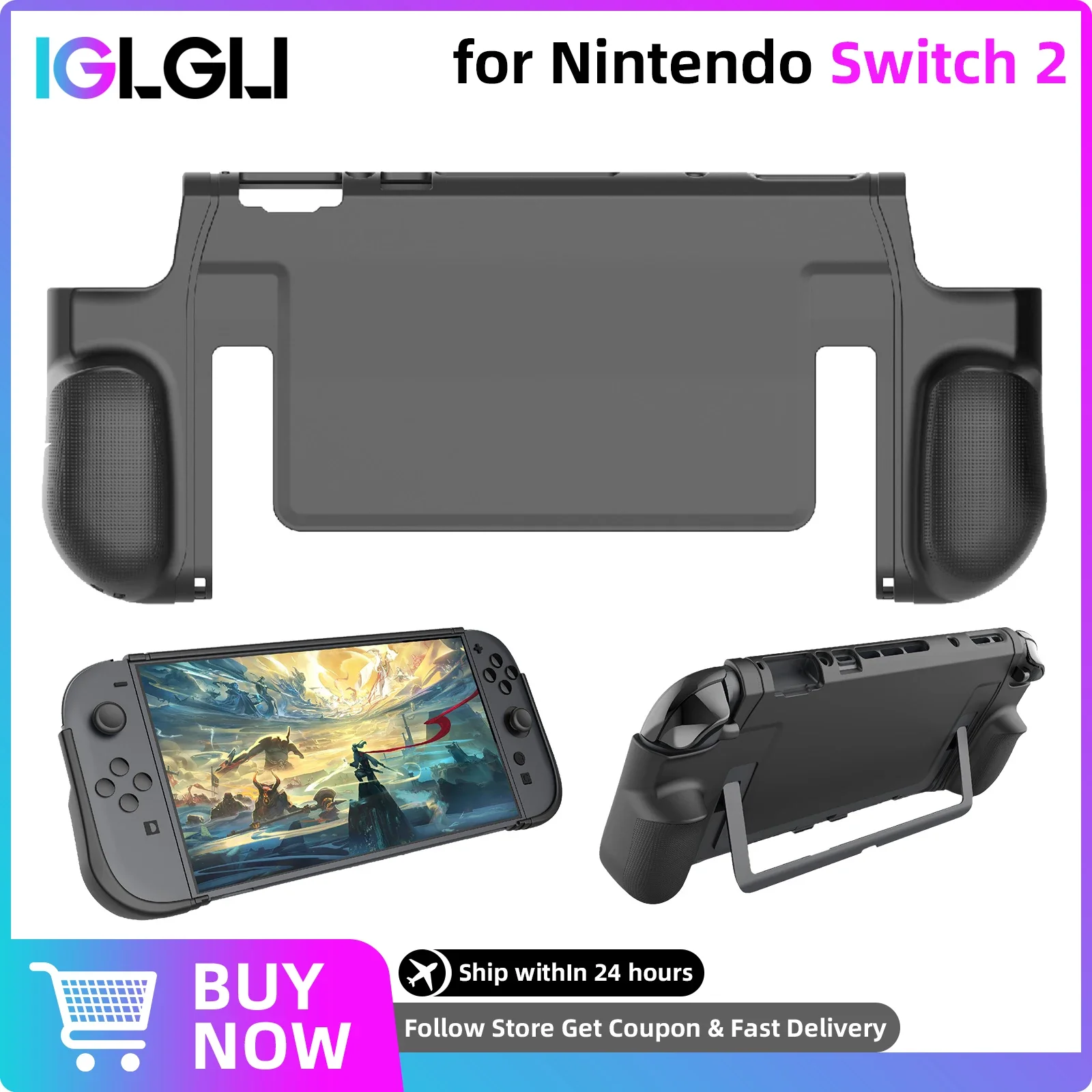 حافظة لجهاز نينتندو سويتش 2 2025 من البولي يوريثان + PC غطاء حماية لـ Switch2 حافظة ناعمة مقاومة للصدمات ملحقات حماية مضادة للسقوط