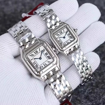 2024 neue Frauen Silber Quadratische Uhr Licht Luxus Marke Edelstahl Damen Business Uhren Weibliche Mode Quarz Armbanduhren
