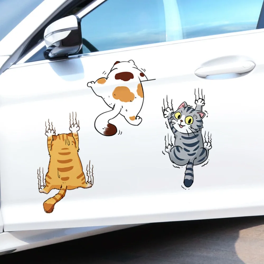 3Pcs Funny Pet Cat Car Sticker Climbing Cats Animal Styling Stickers Decoration Car Body Creative Car Auto Decor Accessories