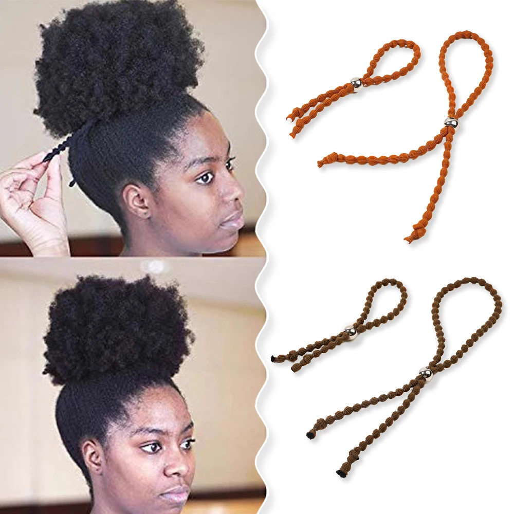 Beads Sliding Elastic Hair Bands Adjustable Lazy Hair Rope  Ponytail Holder Adjustable Hair Tie Solid Color Hair Accessories