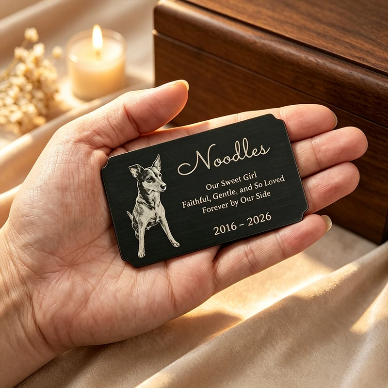 Custom Stainless Steel Black Memorial Plaque Customized Personalized Laser Engraved Photo & Text Pendants Pet Bereavement Gifts