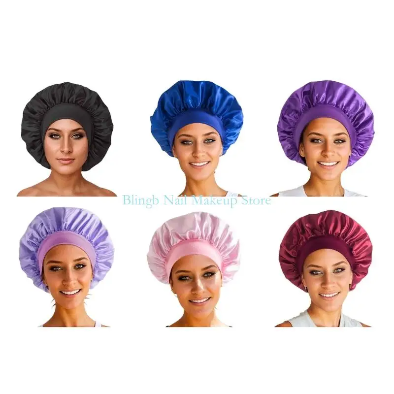 

28ta Satins Bonnet шелковая капота для сна для сна, спящие капоты для женщин Широкие мягкие полосы для сна для вьющиеся волосы