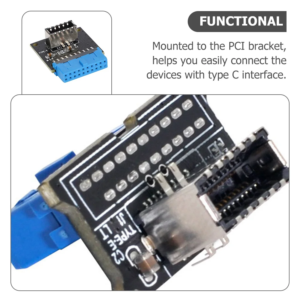 

USB 3.0 to Type C Adapter Card 19Pin Male to 20Pin Female Internal Connector for Front Panel DIY Extension Reliable High Speed