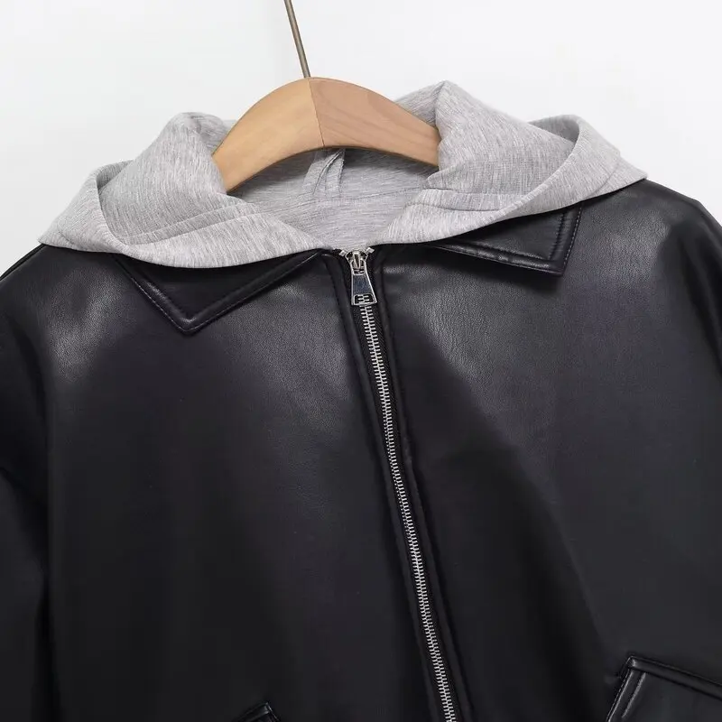 خريف 2025 معطف Jaet نسائي متعدد الاستخدامات ذو تأثير جلدي وصل حديثًا معطف Sle طويل Sve بسحاب للإغلاق #3