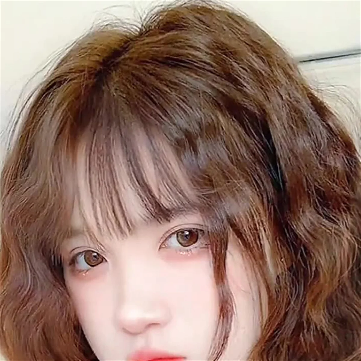 Wig Wig with Bangs for Women, Natural Looking Short Wig, Short Curly Wig for Daily Korea Versions Brown