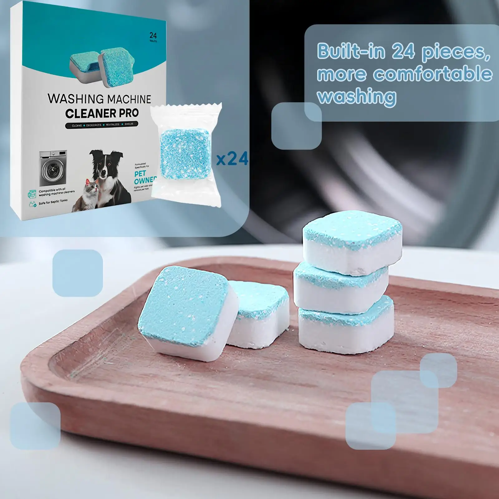 

Washer Cleaning Tablets Laundry Machine Cleaner Tablets 24 Pieces Deep Cleaning Stain Remover Laundry Tub Deodorizer for Home