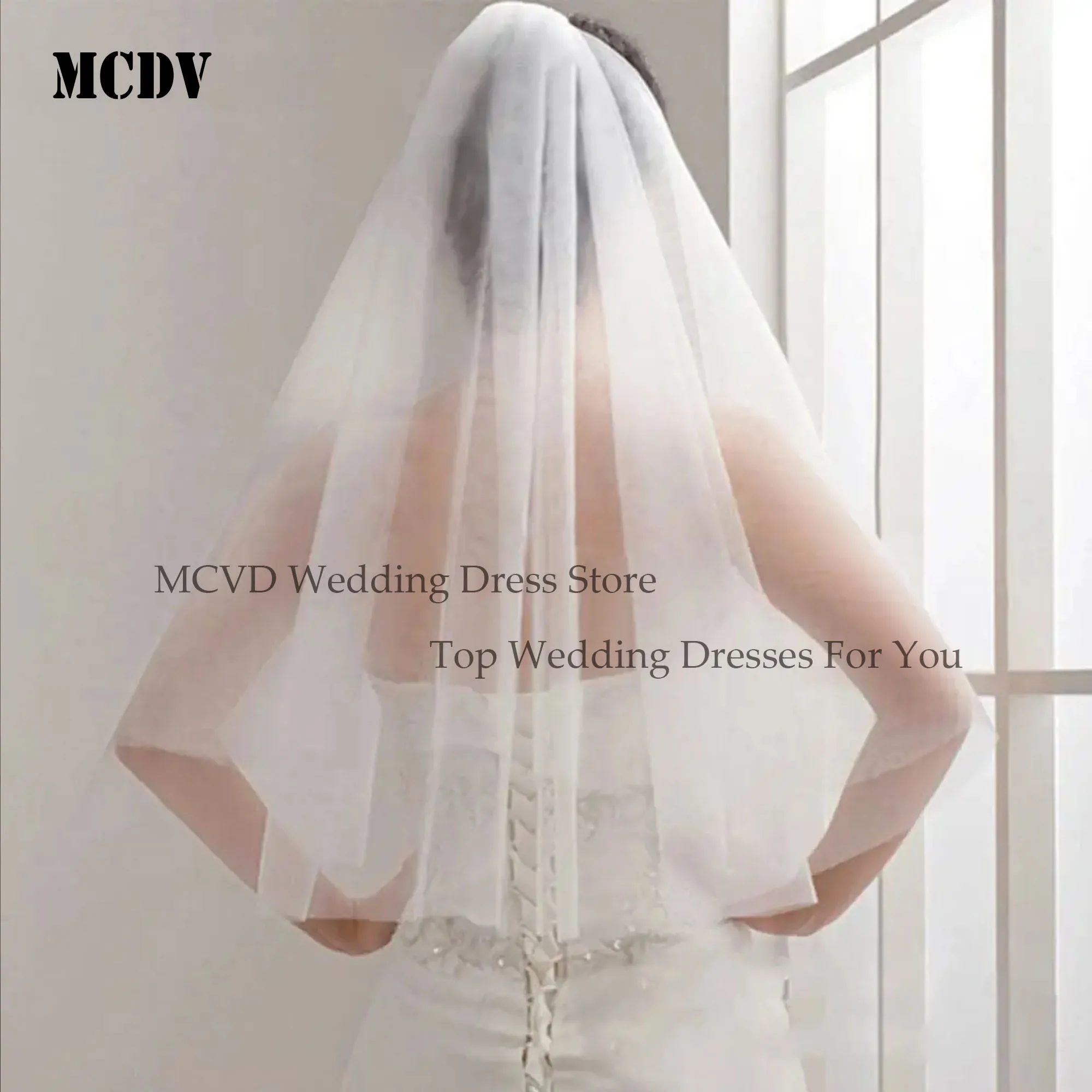 MCDV Cheap Short Wedding Veil With Comb Cut Edge 2 Layers Simple Mariage Accessories 2025