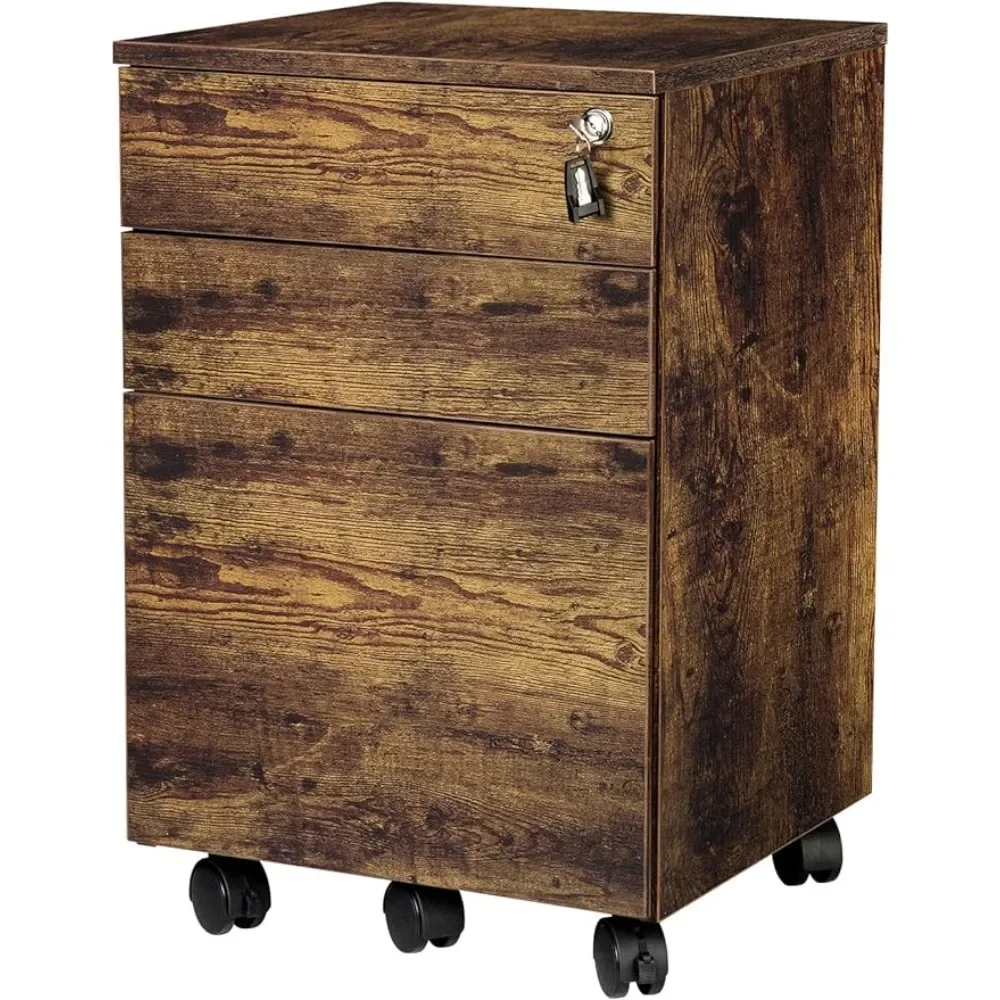 

3 Drawers Wood Mobile File Cabinet Fully Assembled Except Castors 16.3x15.7x24.4 Center Caster Is Used To Prevents Tipping