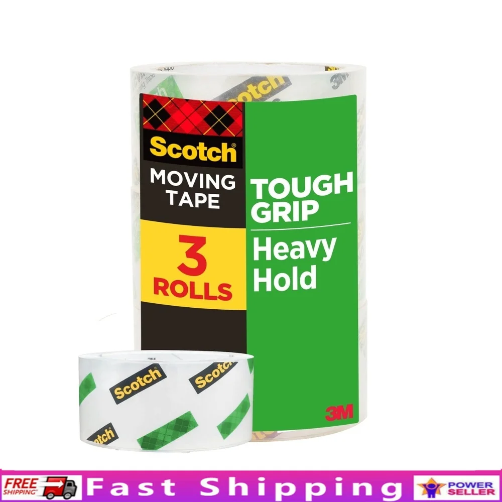 강력 접착 투명 포장 테이프 3롤 1.88인치 x 65.6야드 내구성 있는 상자 밀봉 테이프 무거운 물건 이동용