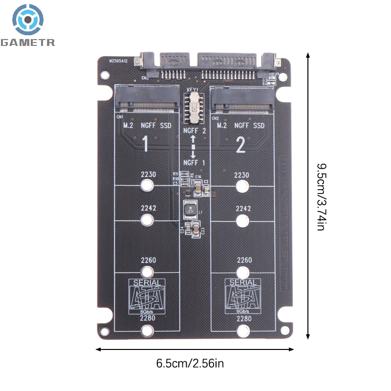 SATA Serial Port Adapter Card Converter, bandeja dupla, Cabo USB 3.0 para Laptop, Limite de velocidade, 2 Mouths, NGFF, SSD, M.2 a 2.5, 6Gbps