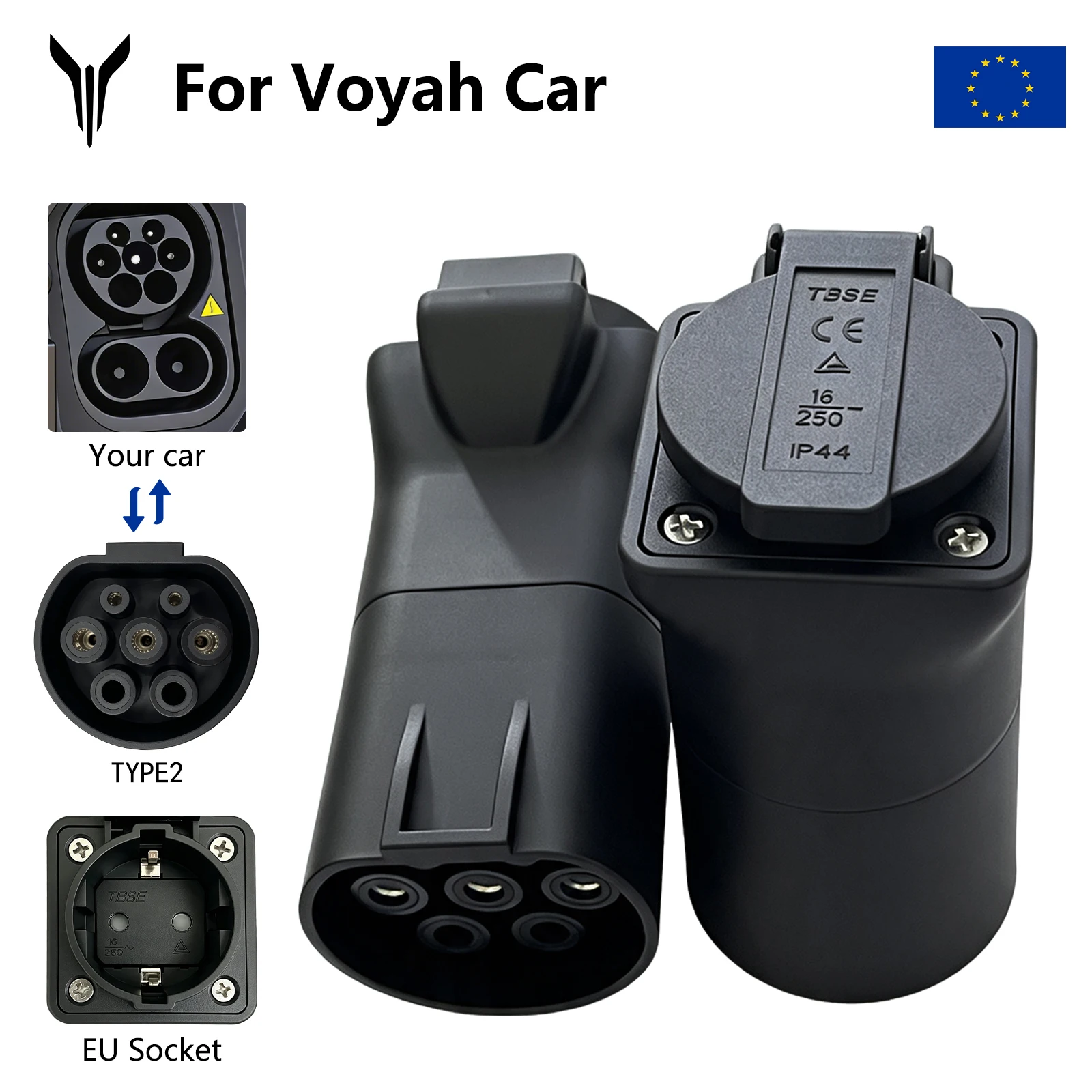 Type2 V2L-ontladingsadapter geschikt voor BYD, MG, Deepal, Geely, Jaecoo, Omoda, LYNK voertuig-naar-belasting-stekker EU-aansluiting EV-kampeervoertuigen