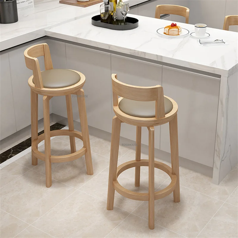 

Swivel Minimalist Bar Chair Wooden Kitchen Counter Lounge Bar Nordic Designer Waterproof Retro Silla Gamer Household Products