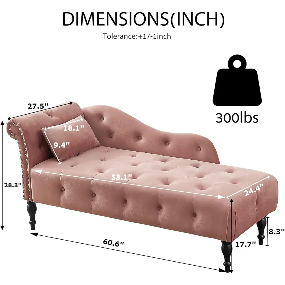 كرسي استرخاء معنقدة بأزرار منجدة مخملية مع وسادة وحواف رأس الأظافر، تصميم ذراع ملفوف لمساحات المعيشة الداخلية والسرير #3