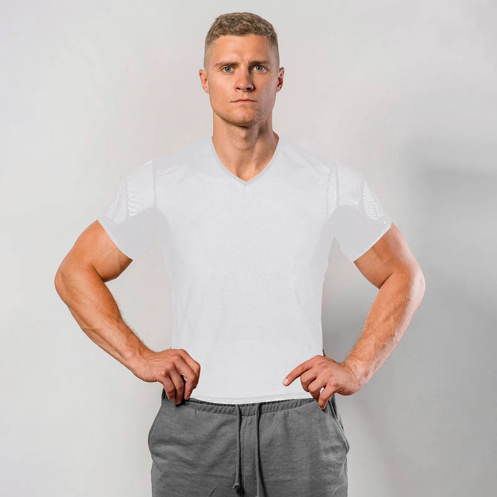 

Men Underarm Sweat Proof T-Shirt with Reusable Breathable Underarm Pads Comfortable Lightweight Fabric for Cycling Sports Daily