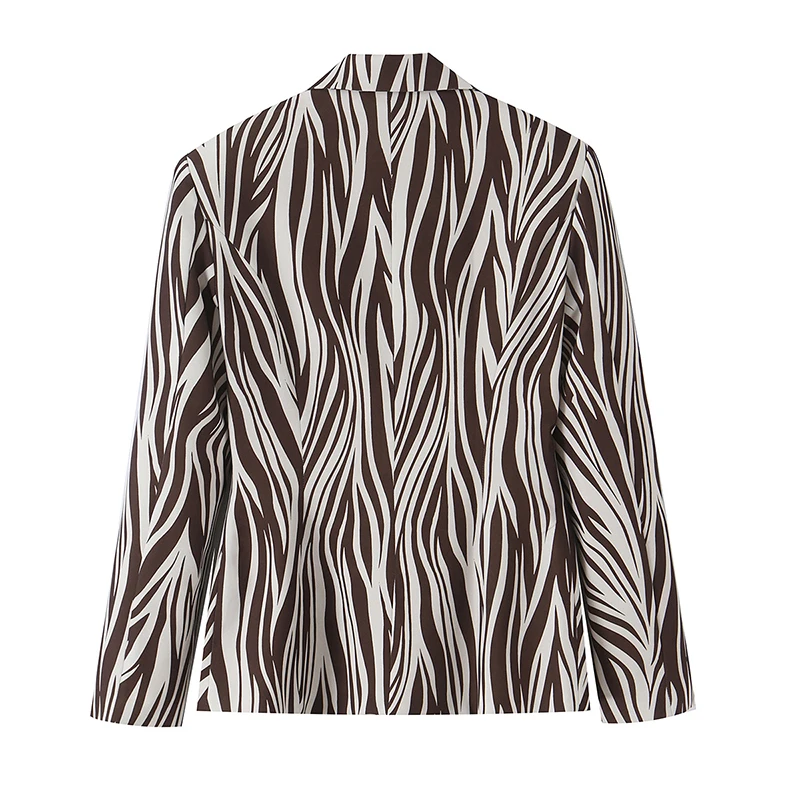 YENKEY New Autumn Women Retro Zebra Print Blazer Single Button Lapel Pocket Casual Suit Jacket
