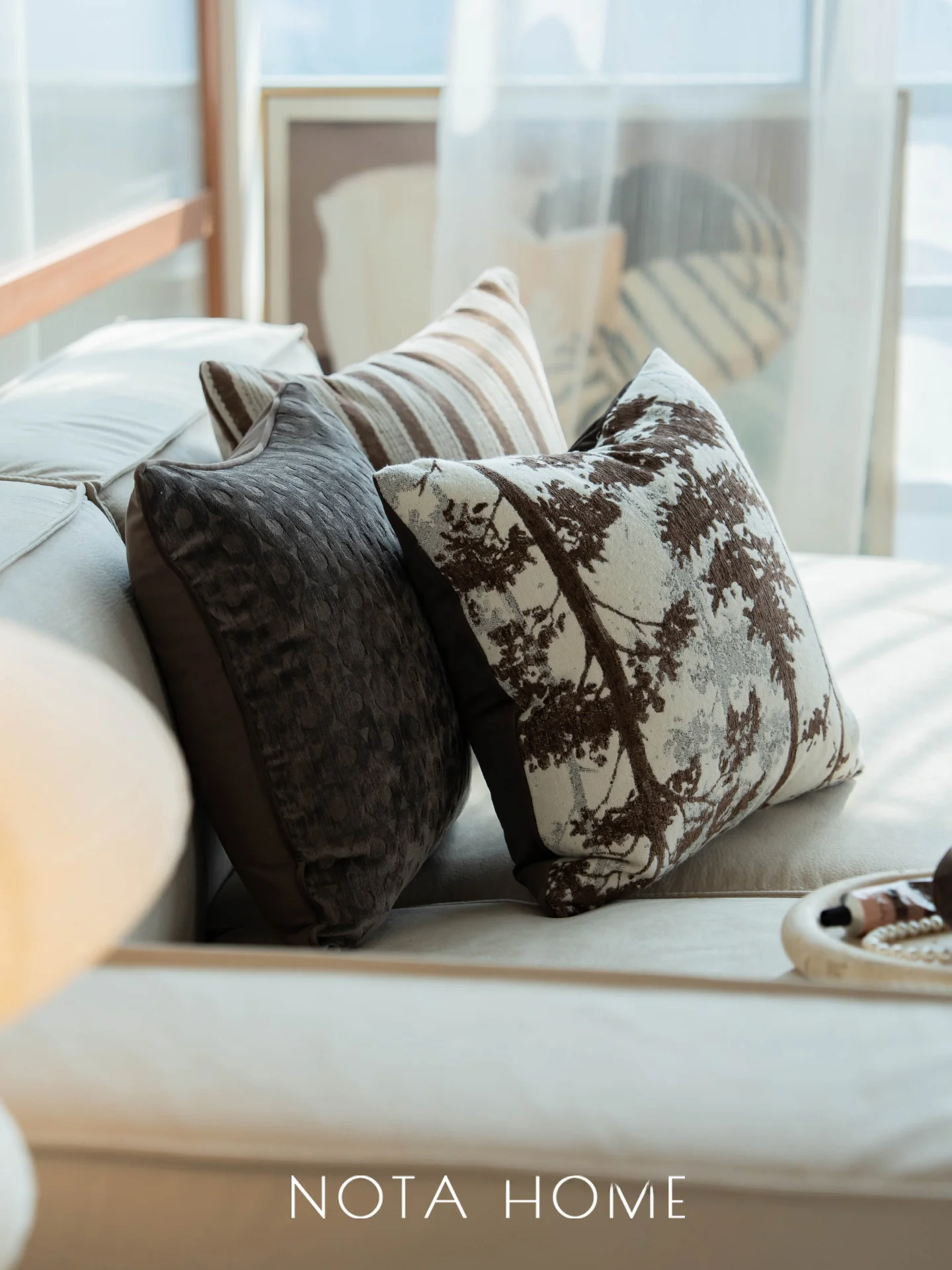 New Chinese Style Pillowcase Soft Decoration Luxury Sensation Square Stripe Pillow Creamy Style Car Buckle Pillow
